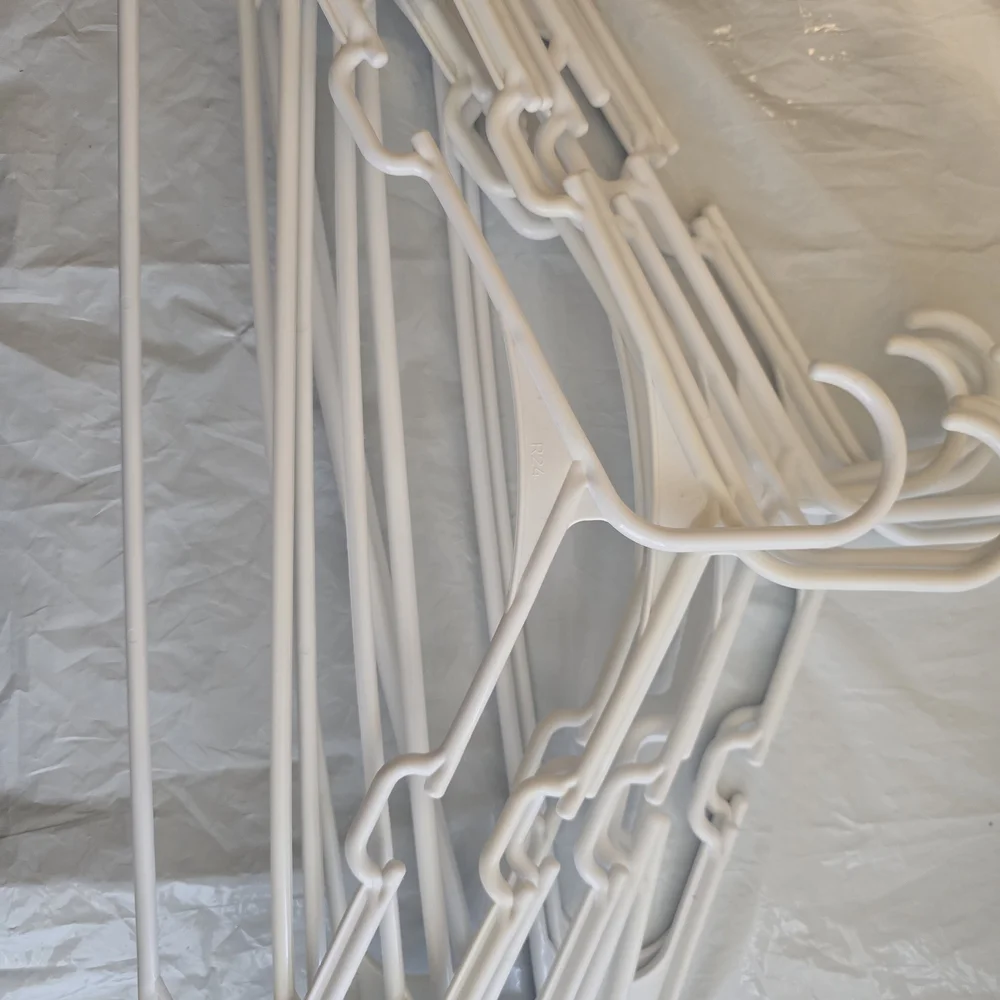 Set of White Plastic Hangers New 10 Piece More Available